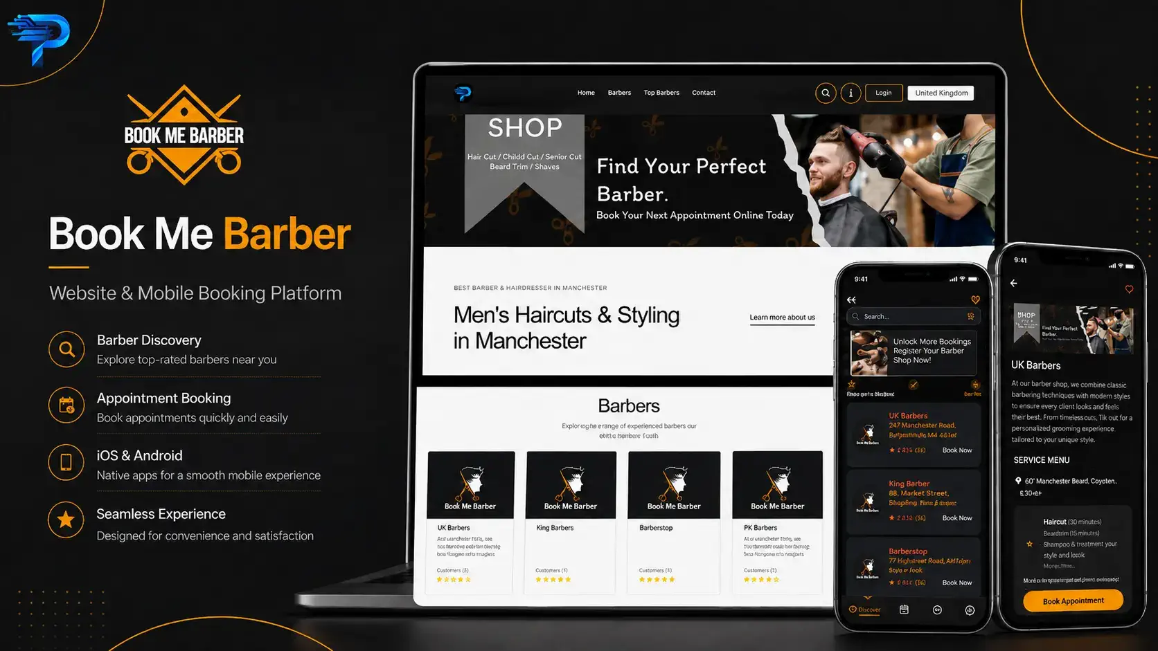 Book Me Barber website showcase