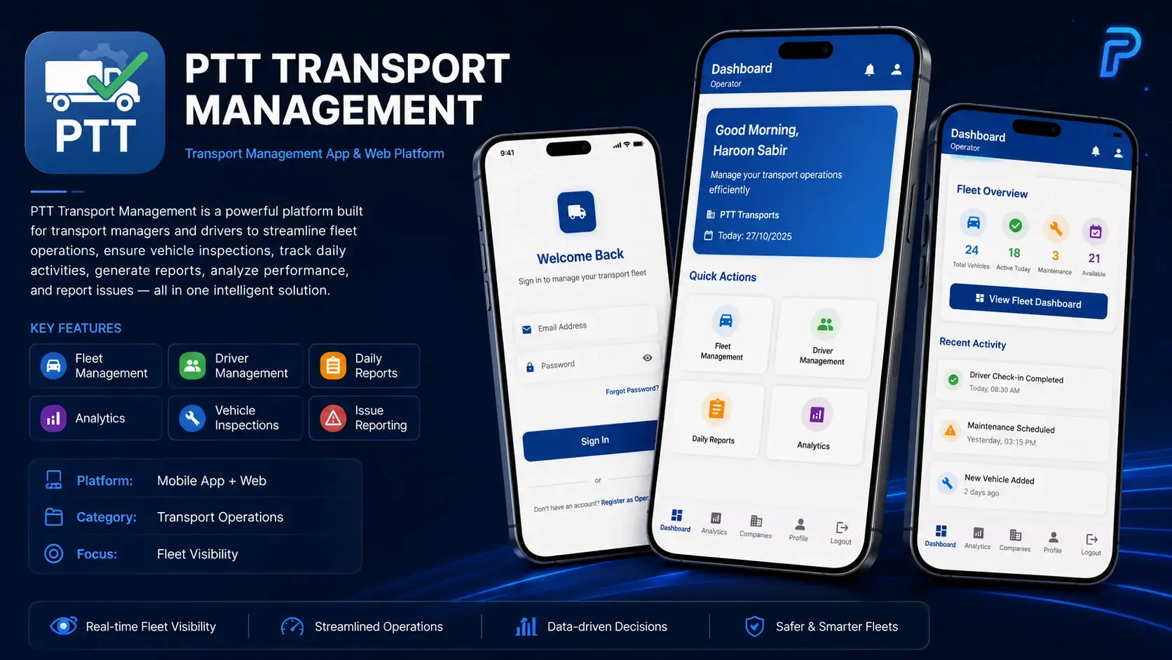PTT Transport Management project detail showcase